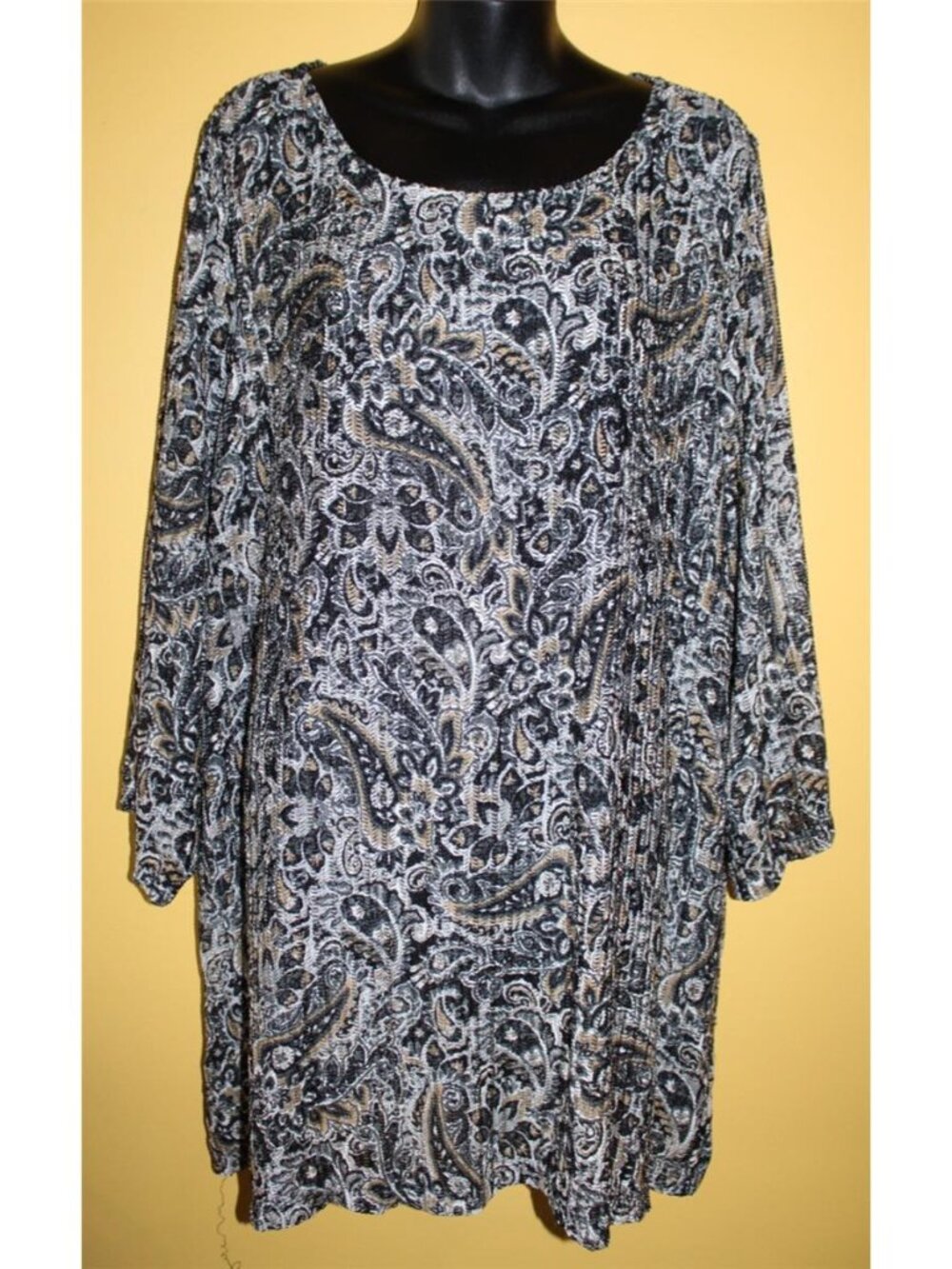 QVC Susan Graver 3x Printed Novelty Knit 3/4 Sleeves Paisley